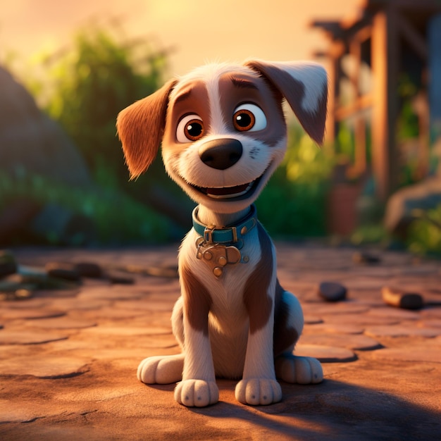 Une photo de chien mignon dans le style Disney-Pixar