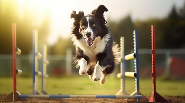 Une photo d'un chien traversant une course d'obstacles