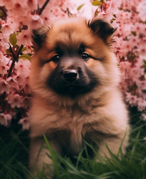 une photo d'un chiot mignon et adorable