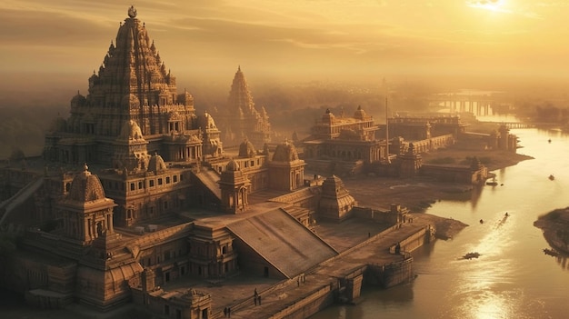 Photo une photo cinématographique du magnifique ram mandir à ayodhya