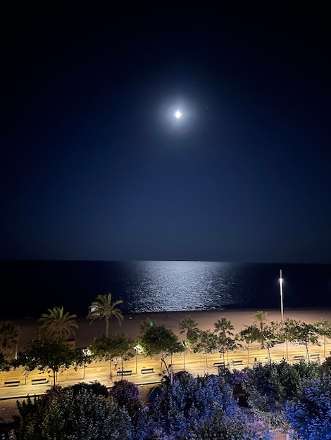 Photo de clair de lune près de la mer