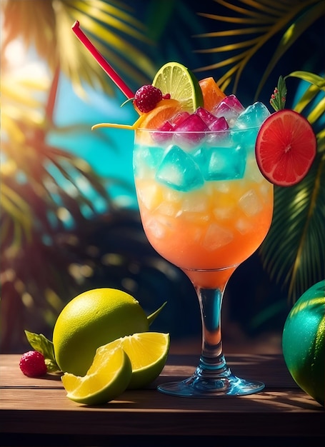 Photo cocktail tropical IA générative