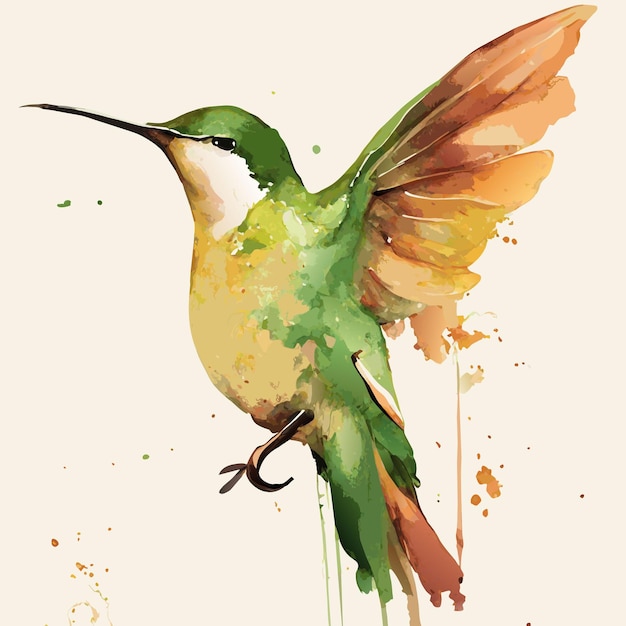 Une photo de colibri rendue à l'aquarelle