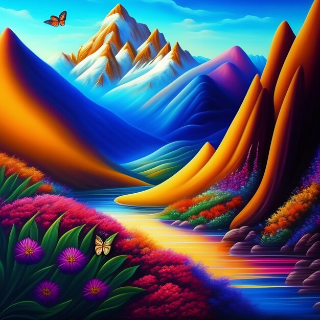 photo colorée de montagnes