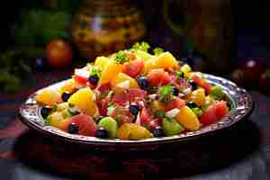 Photo une photo colorée d'une salade de fruits traditionnelle mexicaine, l'ensalada de frutas