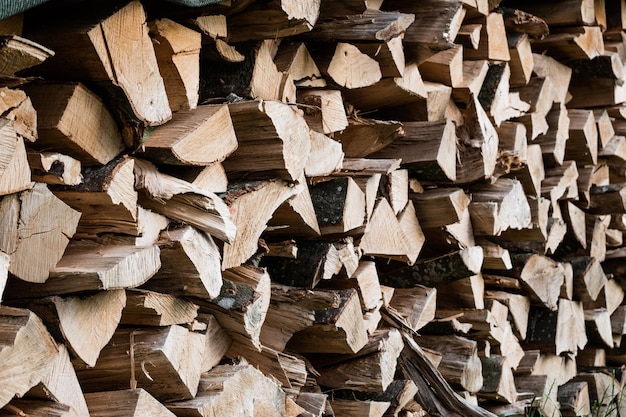 Photo une photo complète de bûches dans la forêt