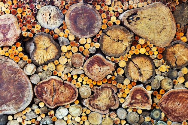 Photo une photo complète de bûches dans la forêt