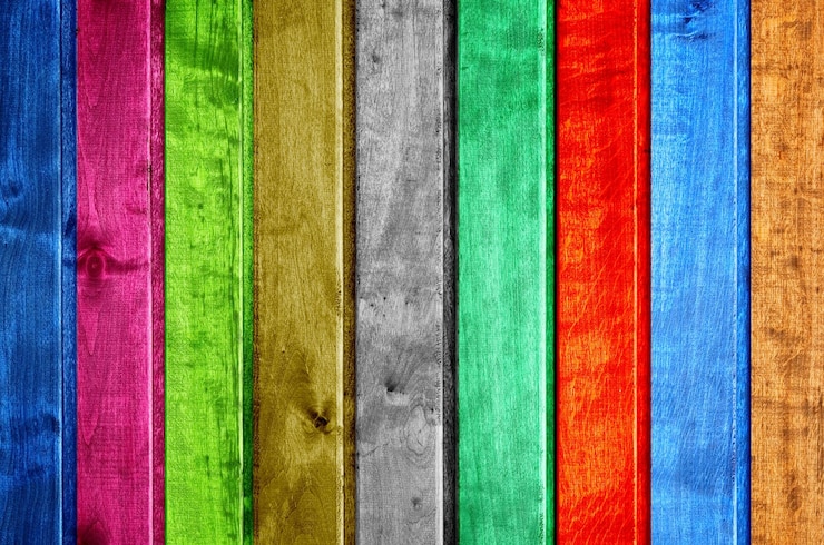 Photo une photo complète d'une clôture en bois colorée