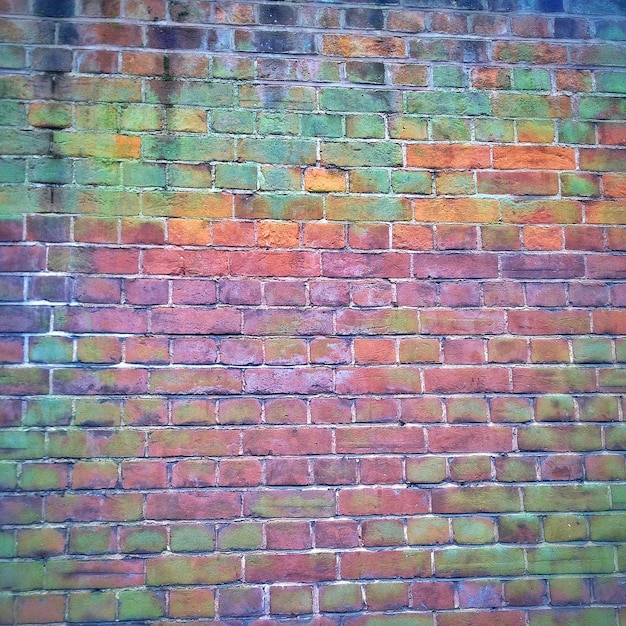 Une photo complète d'un mur de briques colorées