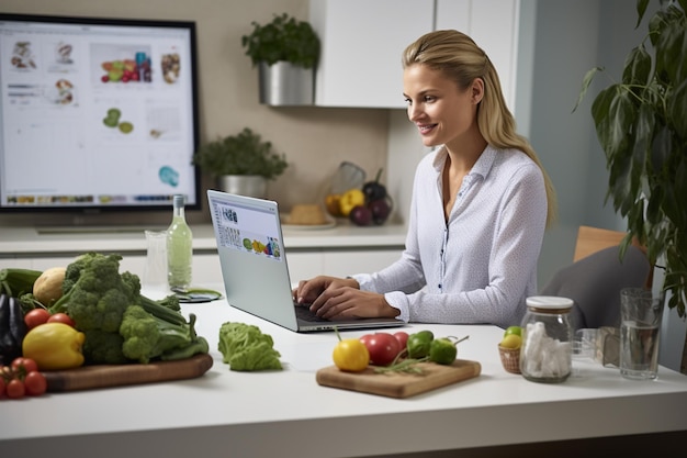 Photo photo complète d'un nutritionniste dans le bureau