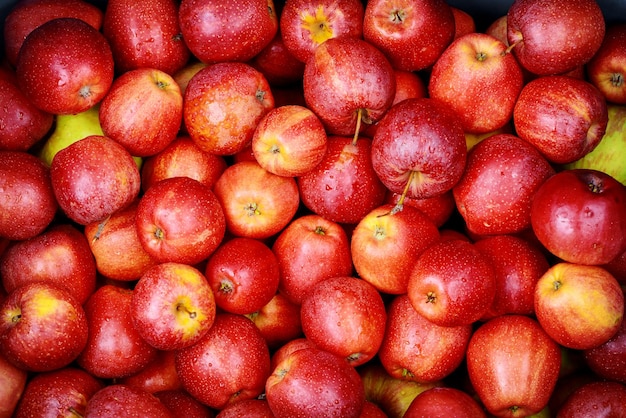 Une photo complète de pommes sur le marché.