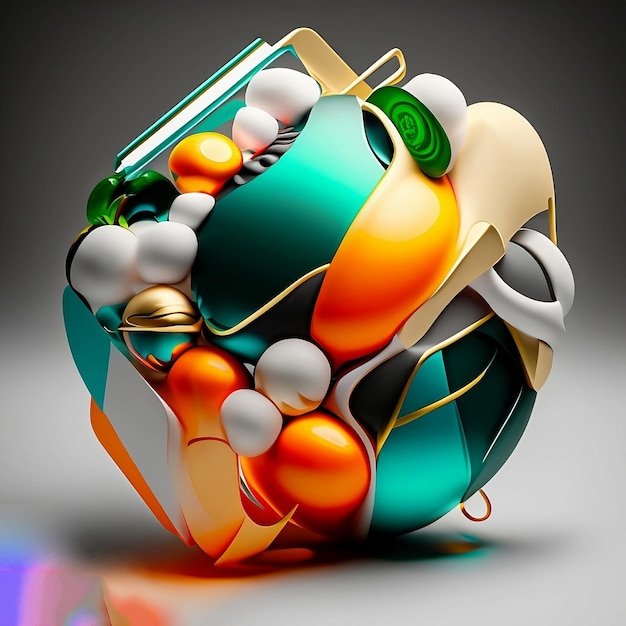 Photo d'un concept de conception d'illustration numérique de sphère colorée abstraite