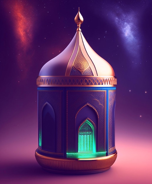 Photo d'un concept de lanterne arabe du festival EID AI générative