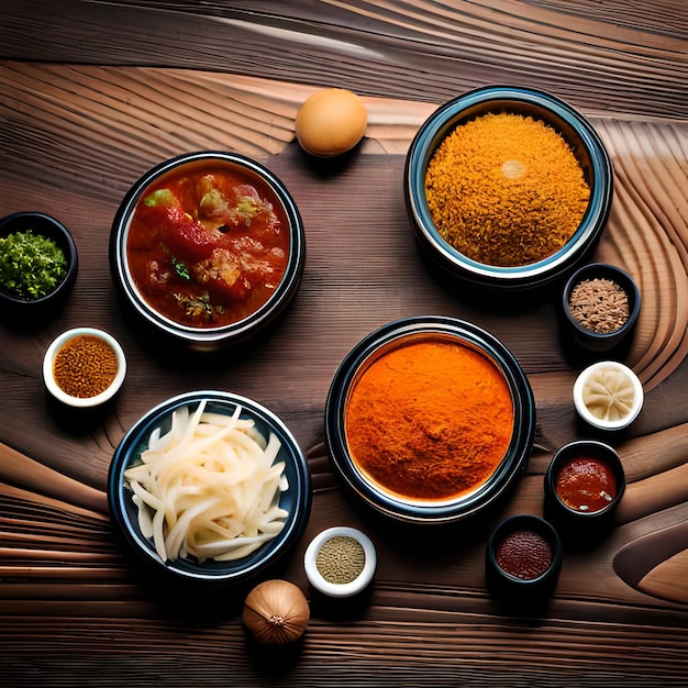 Photo condiments indiens avec fond au-dessus de la vue