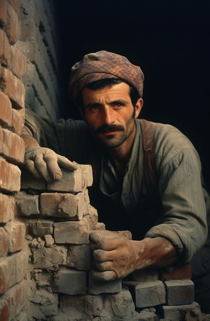 Photo d'un constructeur avec les mains sales