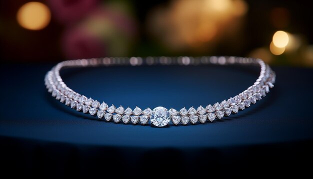 Une photo d'un cou blanc portant un collier de diamants de luxe
