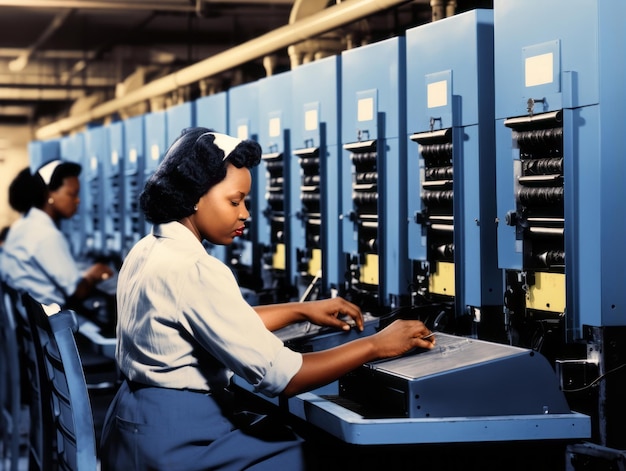 Photo photo couleur historique du travail quotidien d'une femme dans le passé