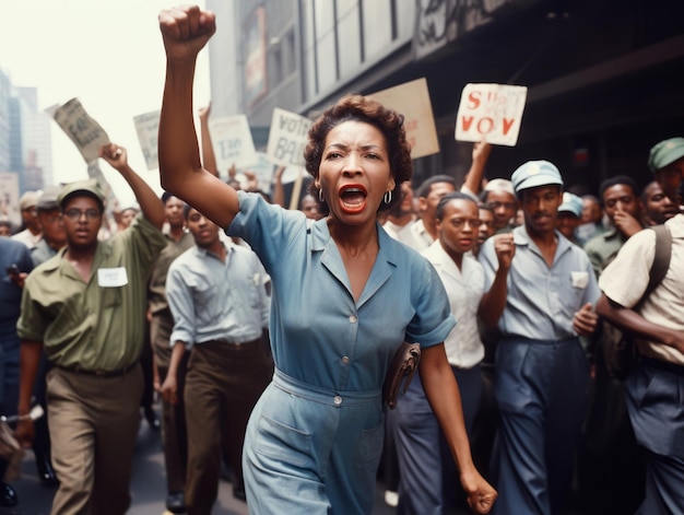 Photo photo couleur historique d’une femme menant une manifestation
