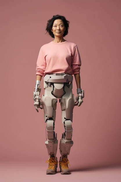 photo couleur pleine longueur d'un robot de 50 ans femme japonaise