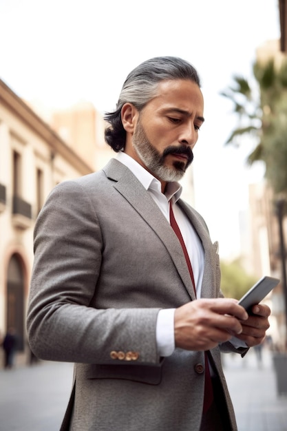 Une photo coupée d'un homme d'affaires utilisant sa tablette numérique en ville