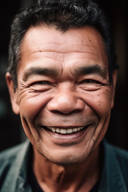 Une photo coupée d'un homme souriant à la caméra