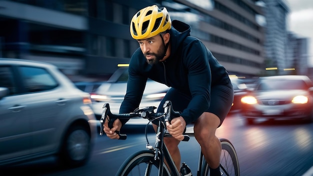 Une photo coupée d'un homme à vélo