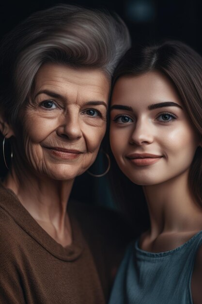 Une photo coupée d'une jeune femme et de sa mère