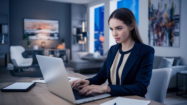 Photo une photo coupée de jeunes femmes utilisant un ordinateur portable dans un bureau personnel moderne