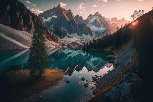 Photo à couper le souffle des Alpes italiennes le matin