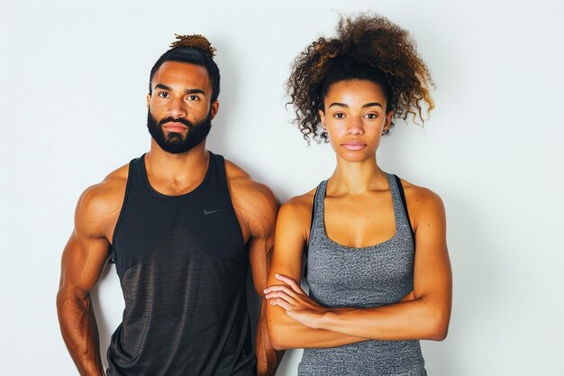 Photo photo d'un couple en forme sur un fond blanc