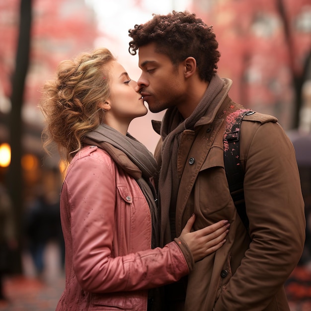 photo d'un couple qui s'embrasse avec amour