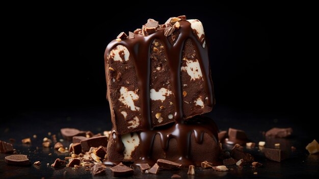 Une photo d'une crème glacée au chocolat tentante