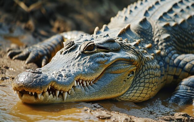 Une photo d'un crocodile avec des mâchoires agapées.