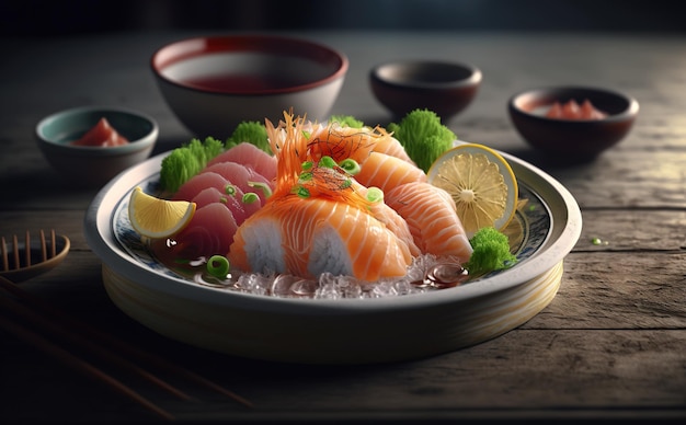 Photo photo de cuisine japonaise sashimi