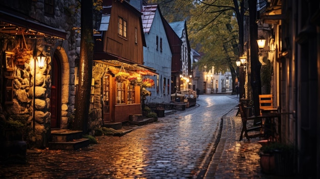 Photo d39une rue confortable dans la vieille ville de Tallinn, Estonie Rue Saiakang dans le vieux Tallinn