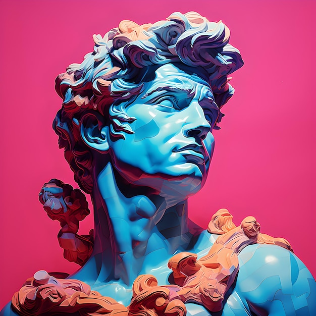 Photo David Michelangelo low poly art David Michelangelo sculpture générative ai