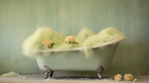 Photo une photo d'un décor de baignoire en loofah