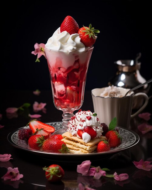 Photo une photo délicieuse de la crème glacée à la fraise