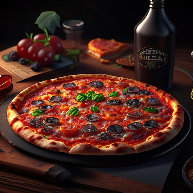 Photo d'une délicieuse pizza sur la table Generative AI