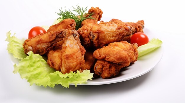 Photo de délicieuses cuisses de poulet frites savoureuses sur une assiette blanche