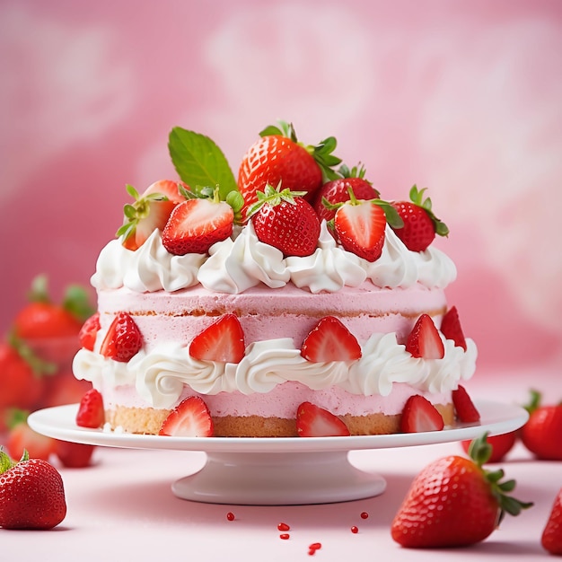 photo d'un délicieux gâteau aux fraises