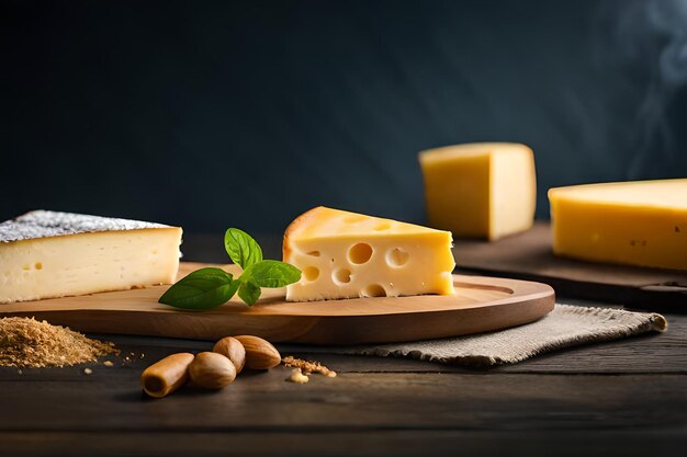 Une photo de délicieux morceaux de fromage.