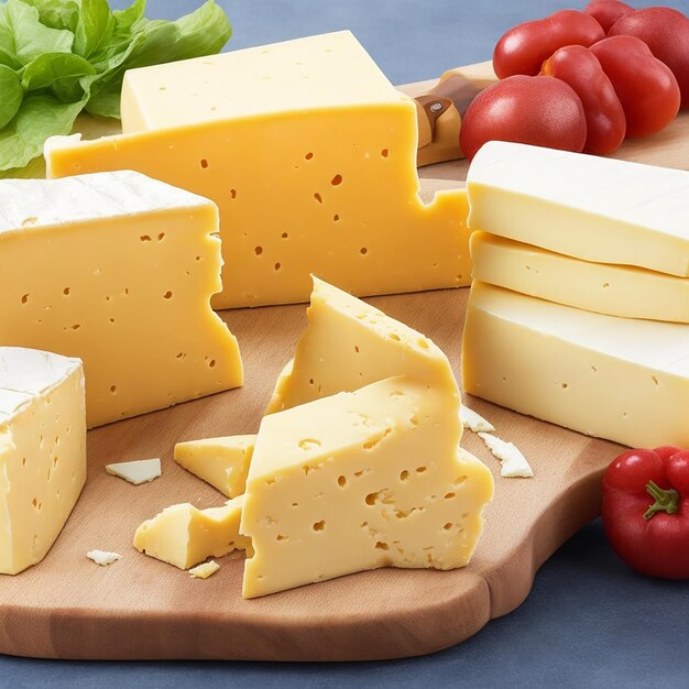 Une photo de délicieux morceaux de fromage