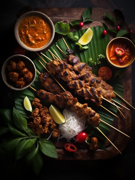 Photo de délicieux morceaux de satay