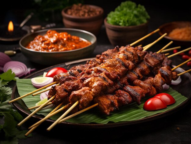 Une photo de délicieux morceaux de satay