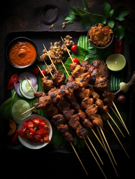 Une photo de délicieux morceaux de satay