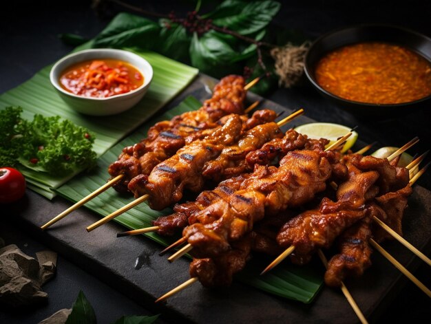 Photo une photo de délicieux morceaux de satay