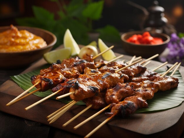 Photo une photo de délicieux morceaux de satay