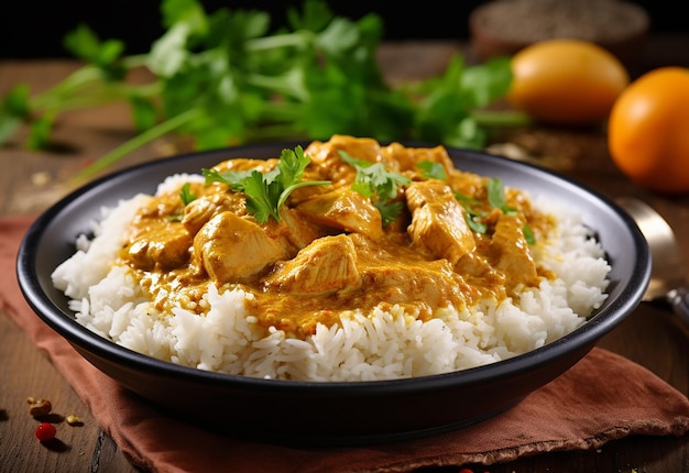 Photo de délicieux riz épicé et curry