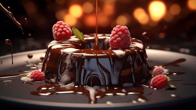 Une photo d'un dessert au chocolat tentant avec un centre fondu